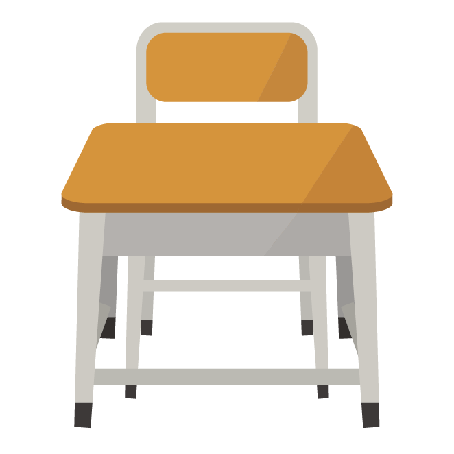 教室椅子と机イラストのフリー素材イラストイメージ