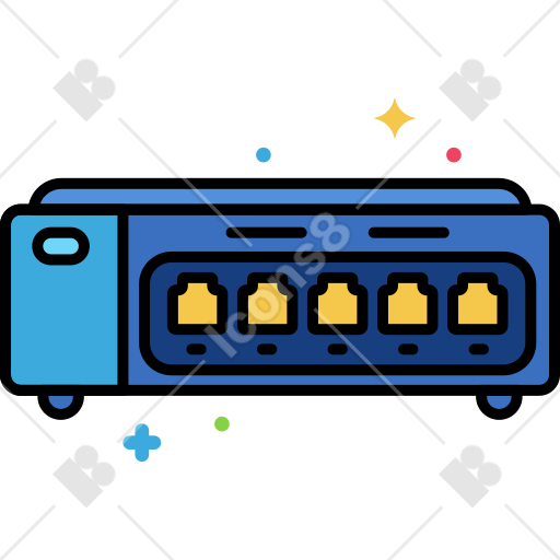 スイッチングハブのシルエット無料のAi・PNG白黒シルエットイラスト