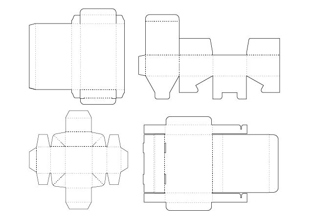 キャラメル箱の展開図 テンプレート- パッケージ印刷展開図作成サービス - 格安ネット印刷 グラフィック