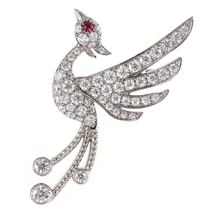 楽天市場 チャー 鳥モチーフ・ルビー ダイヤモンドブローチ・ピンタック Pt950-8.9g 1.20ct FD:0.02ct プラチナカラー CHAR ♀Nレディースh220524 RF4 □442245 中古: リファスタ