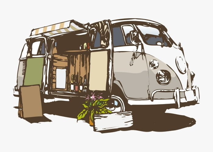 ハンバーガーのキッチンカー：イラスト無料