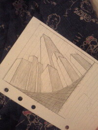 二点透視図法で描くビル群のイラスト