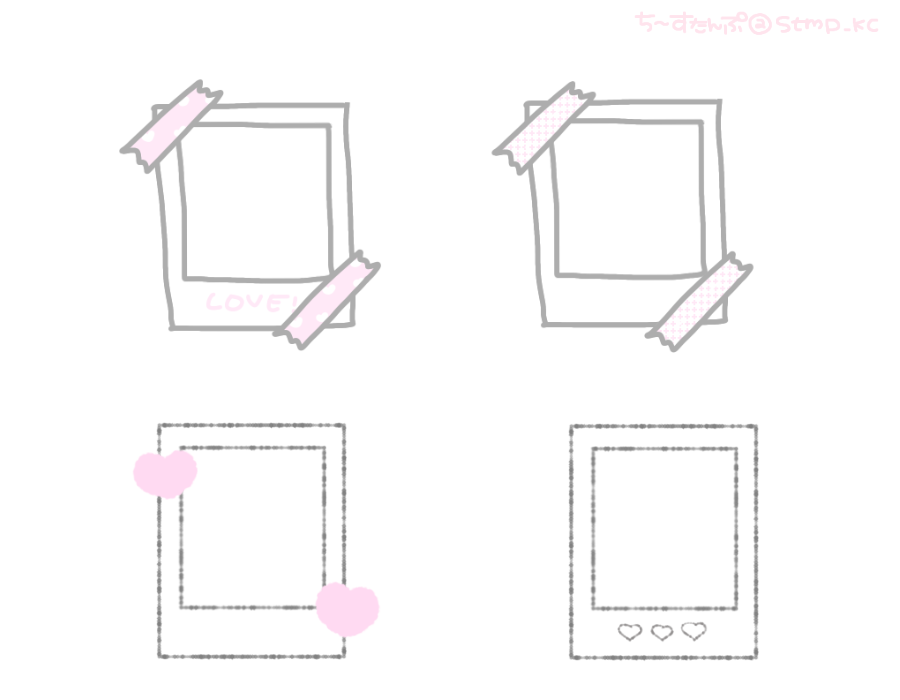 かわいいデコレーションチェキフレーム全13種AOmaterial:フリー素材配布サイト