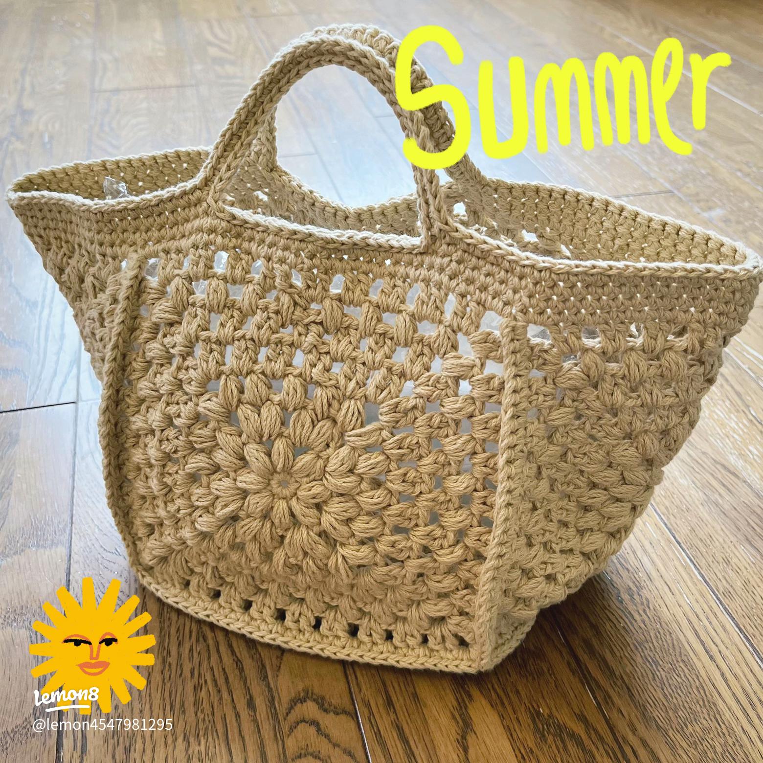 夏の毛糸で編むかぎ針編みバッグ - 日本のクラフトブック - Etsy 日本