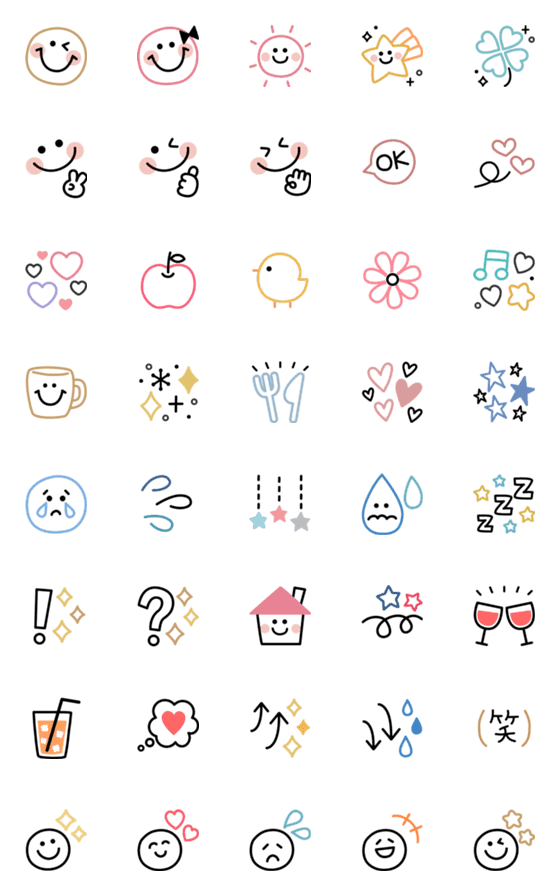 シンプルかわいい*ボールペンで書いたみたいなLINE絵文字の紹介あつかまくん〜ゆるキャラクターイラストブログ