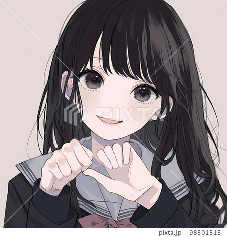 黒髪ロングの制服の女の子フリーイラスト – Unlimited -フリー素材サイト