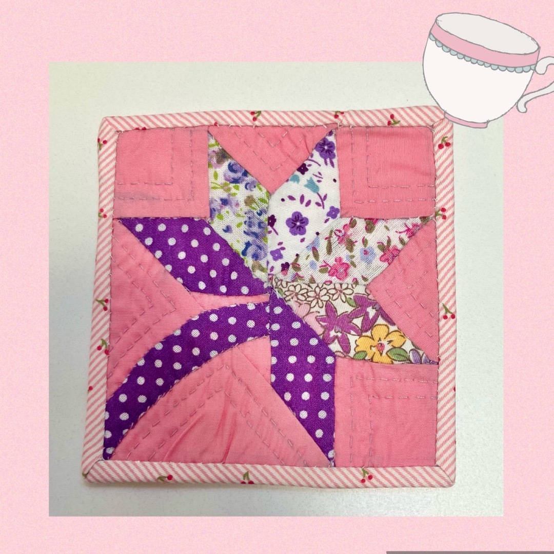 はじめてのパッチワーク コースターB 風車・糸巻き・友情の星・ダブルエックス手作りレシピクロバー株式会社