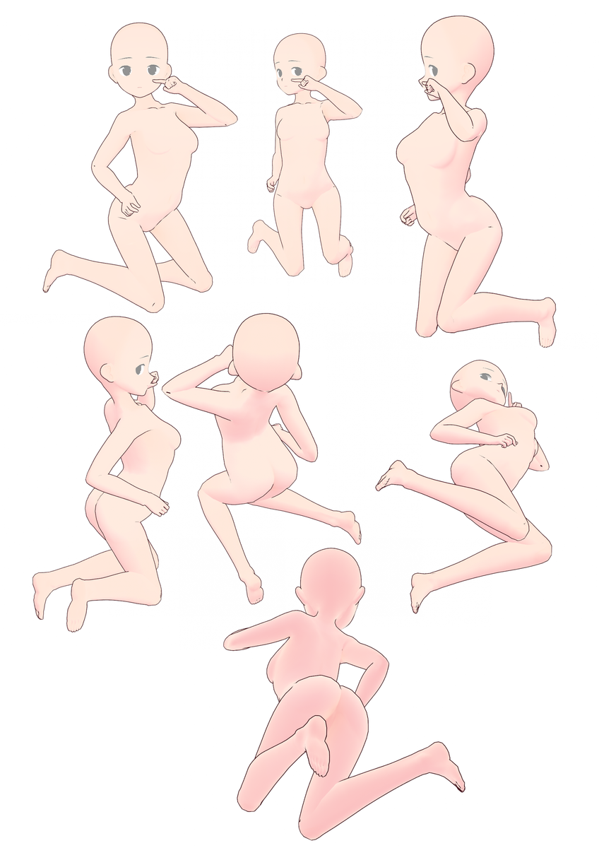 いろいろなポーズの女性の上半身のイラストセット イラスト素材7294465- フォトライブラリ