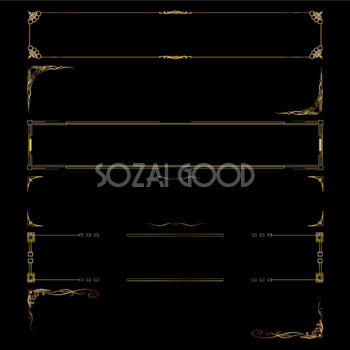 シンプルな緑と茶色の見出しセット：イラスト無料