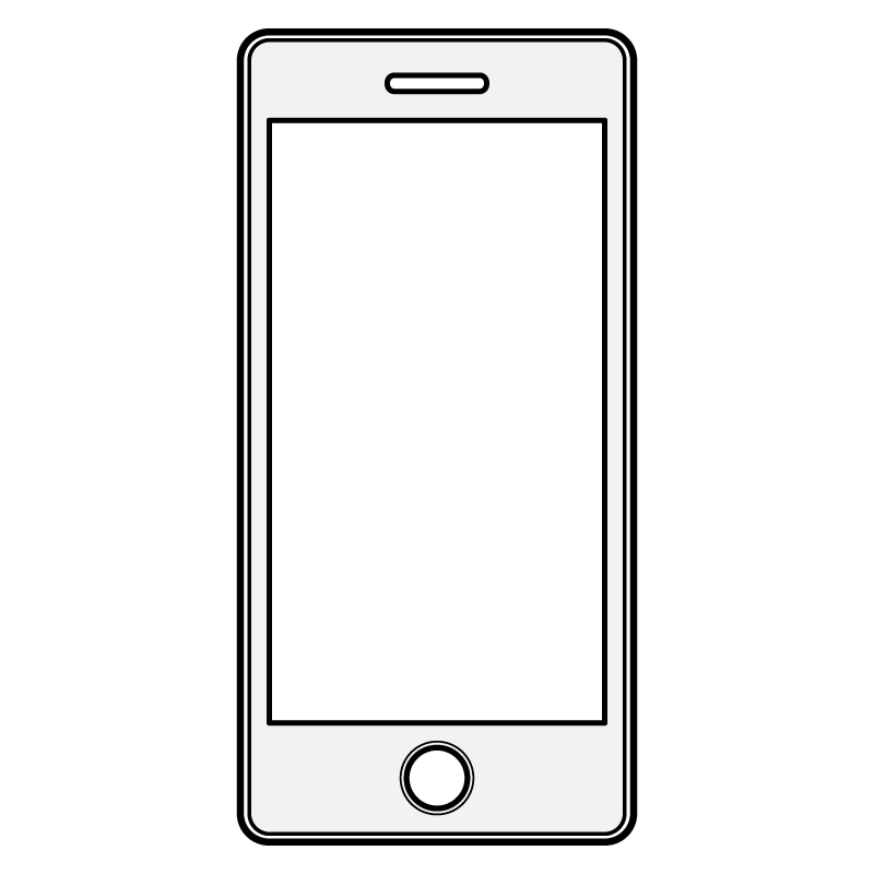 色塗りできるスマホ iPhone風・画面側 のイラストぬれよん-ぬれるフリーイラスト