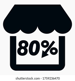 スーパー マーケット モールのアイコン。白い背景に分離された Web デザインの概要スーパー マーケット モール ベクトル アイコンPremiumベクトル素材
