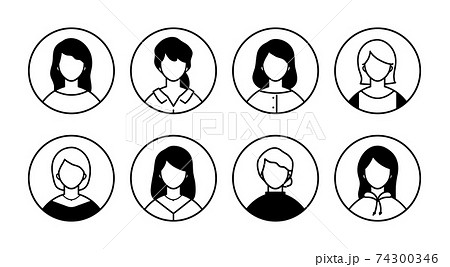 シンプルなセミロングの女性アイコン イラスト素材7373742- フォトライブラリ