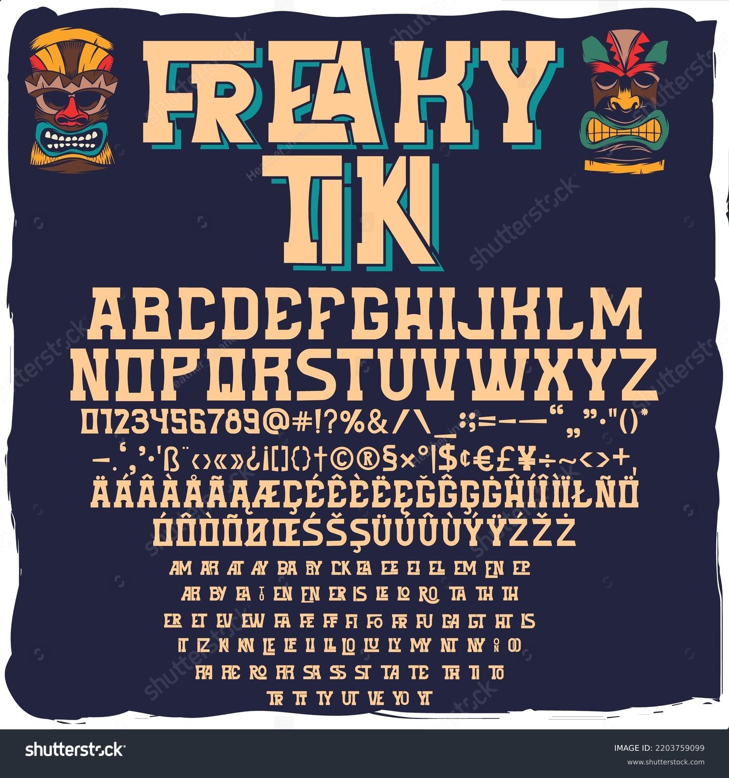 ビンテージアルファベットフォントデザインハワイPremiumベクトル素材