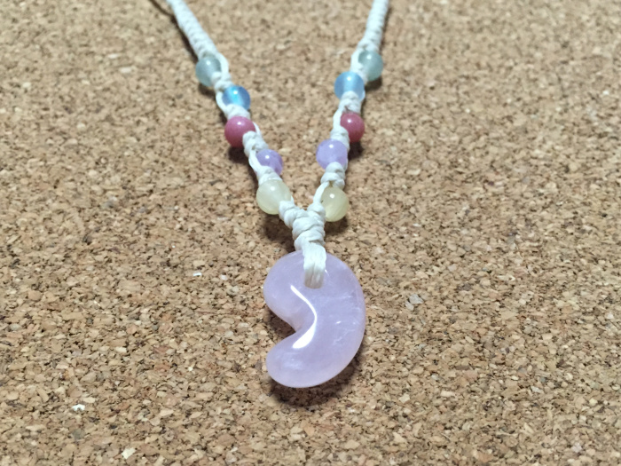 ラリマーの飾り包み♪天然石マクラメ編みネックレス♪♪♪ マクラメ編みペンダント作り方