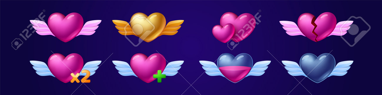 ピクセルハートアイコン ビデオゲーム8ビットスタイル ストックベクター ©tupungato 545297120