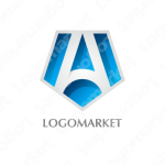 情熱の赤が輝く、力強い立体五角形ロゴデザインロゴ販売AMIX AI Lab