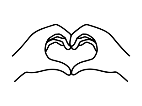 ハートのチョコを持つ手 片手 のイラストおててやさん