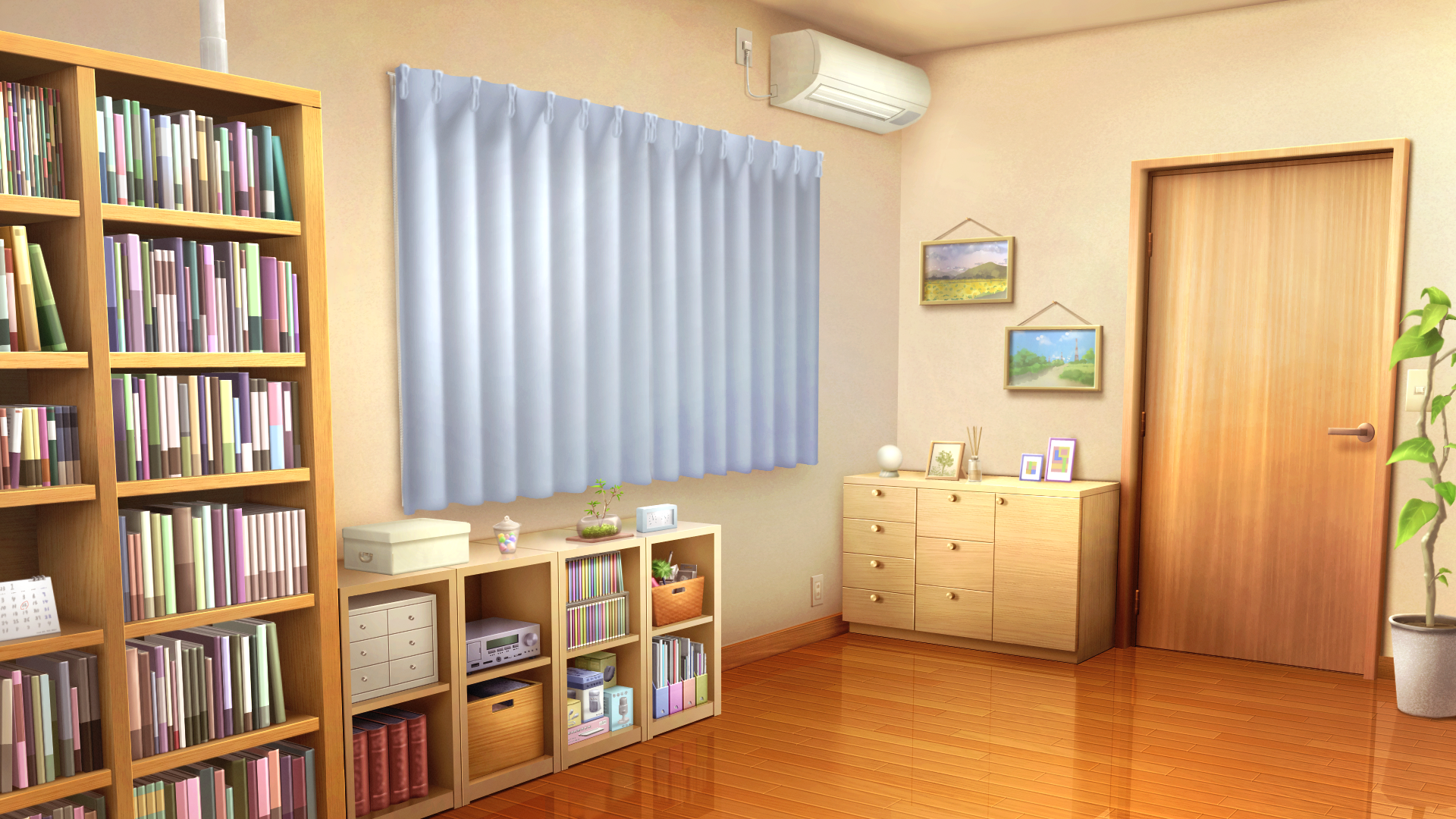 パソコンのある部屋① 夜- 日常編10背景素材店みにくる