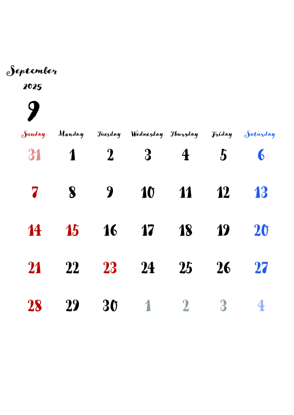 2025年9月カレンダーイラスト画像とPSDフリー素材透過の無料ダウンロード - Pngtree