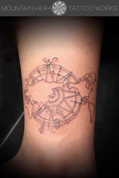 古地図のような雰囲気のタトゥー札幌のタトゥースタジオ MOUNTAIN HIGH TATTOO WORKS作品集