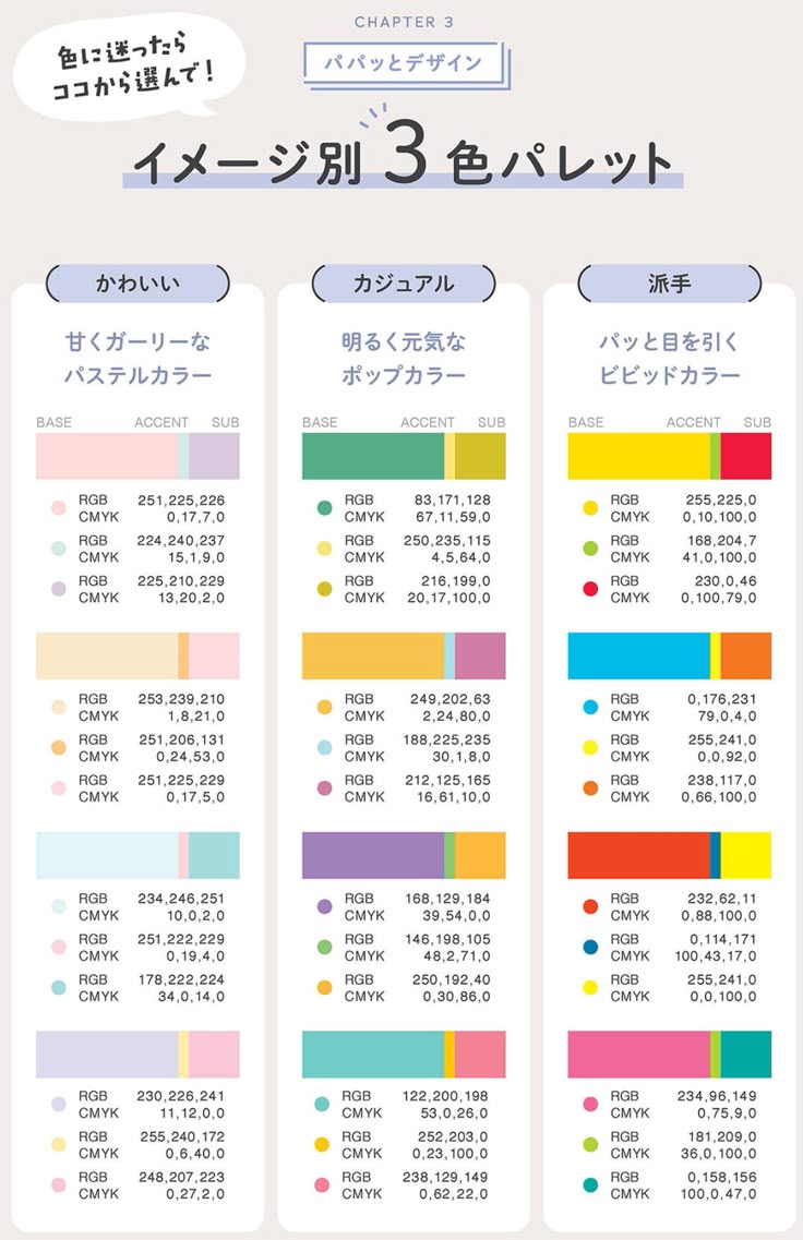 ピンクのかわいい配色パターン iyamadesign