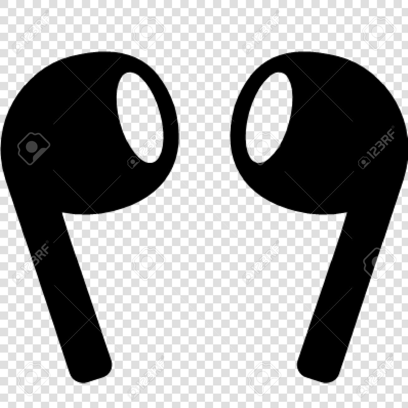 ヘッドフォン無料のAi・PNG白黒シルエットイラスト