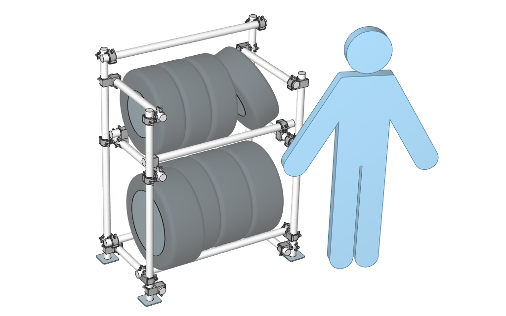 タイヤラックを造ろうイレクターパイプで自分のベストサイズにＤＩＹ