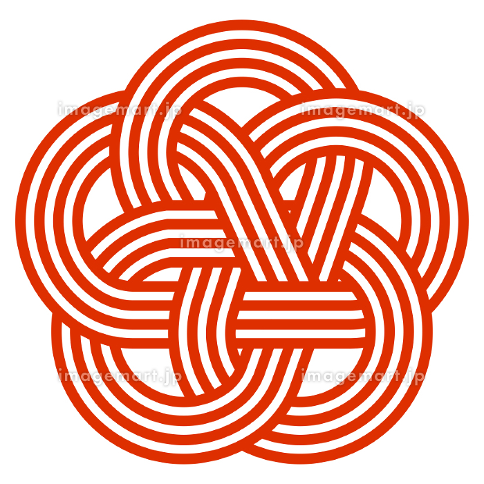 お正月らしい水引のデザイン素材、きれいでかわいい梅の花で飾り付けた水引フレーム 飾り枠 Decome