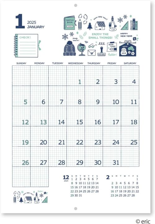 3月に見ごろを迎えるミモザの花をリース型にデザインして作成した、おしゃれな月間カレンダー