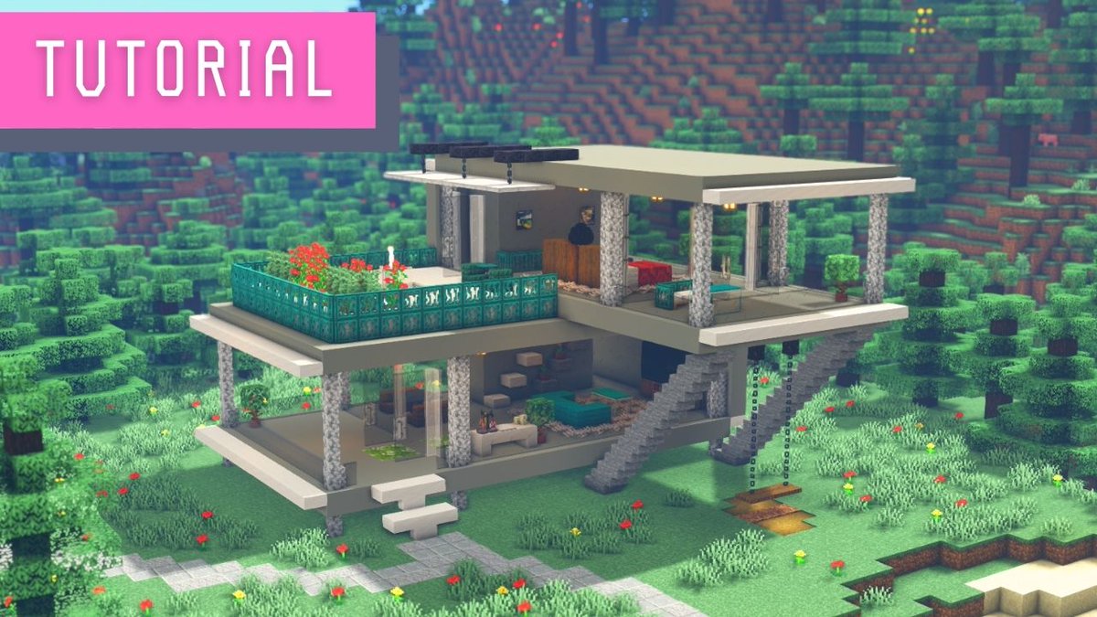 マイクラ おしゃれなモダンハウスの作り方 内装付き建築講座