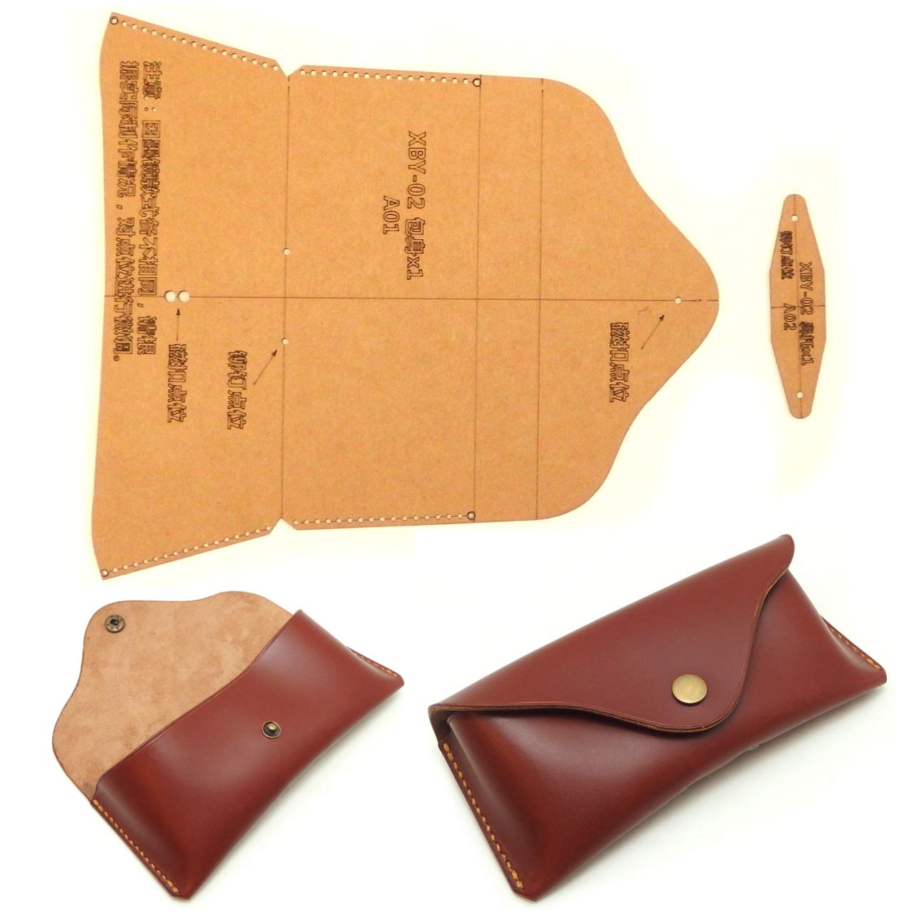 簡単レザークラフトキット メガネケース キャメル・チョコ ☆作り方動画あり！ キット 株式会社 SEIWA 通販6330527Creema クリーマ