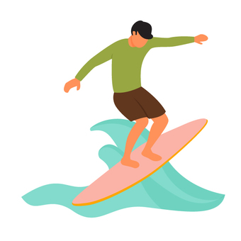 サーフィンのシルエット02無料のAi・PNG白黒シルエットイラスト