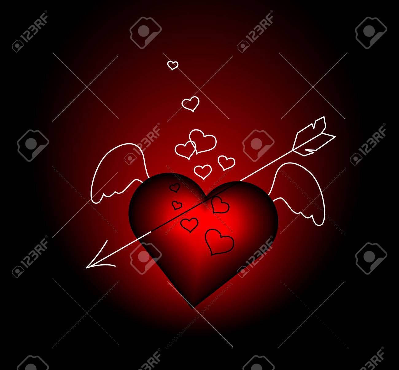 概念または概念の塗られた赤黒ハート形または愛記号セット コレクション、白い背景に分離された学校で幸せな子での写真素材・画像素材 Image53712708