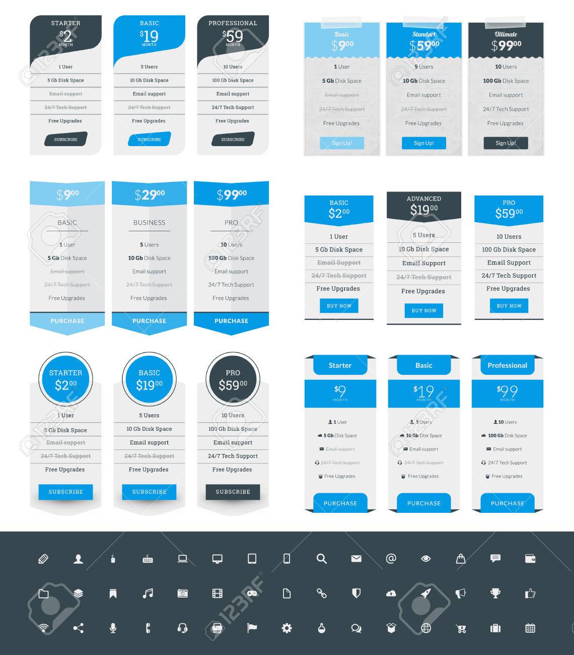 価格表のテンプレートデザイン無料ベクトル素材