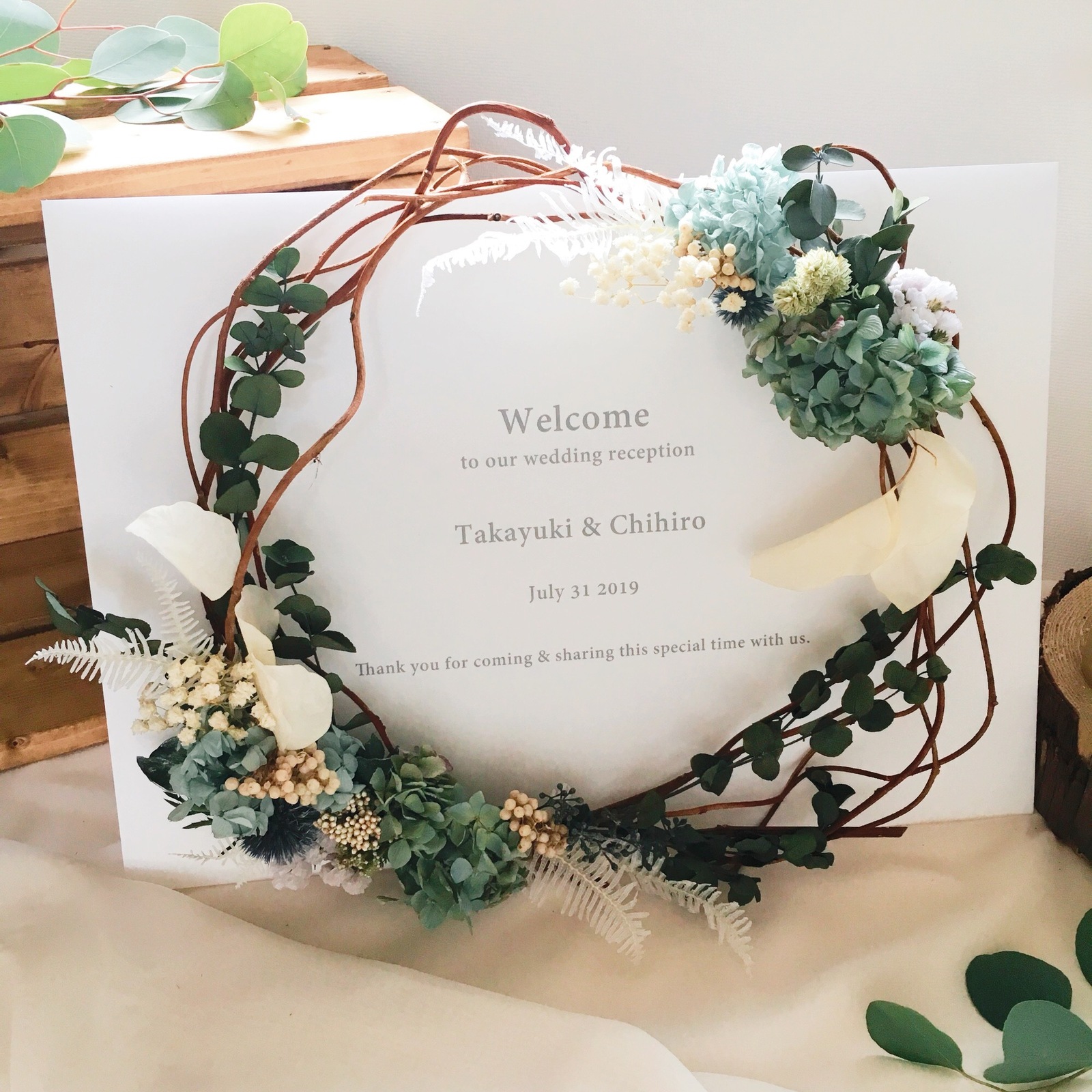 結婚式でゲストを迎えるウェルカムスペース 手作りアイテム紹介「ウェルカムリース」はじめてでも安心年間3000組以上を担当するプロがお伝えする失敗しないウェディングアイテムの作り方