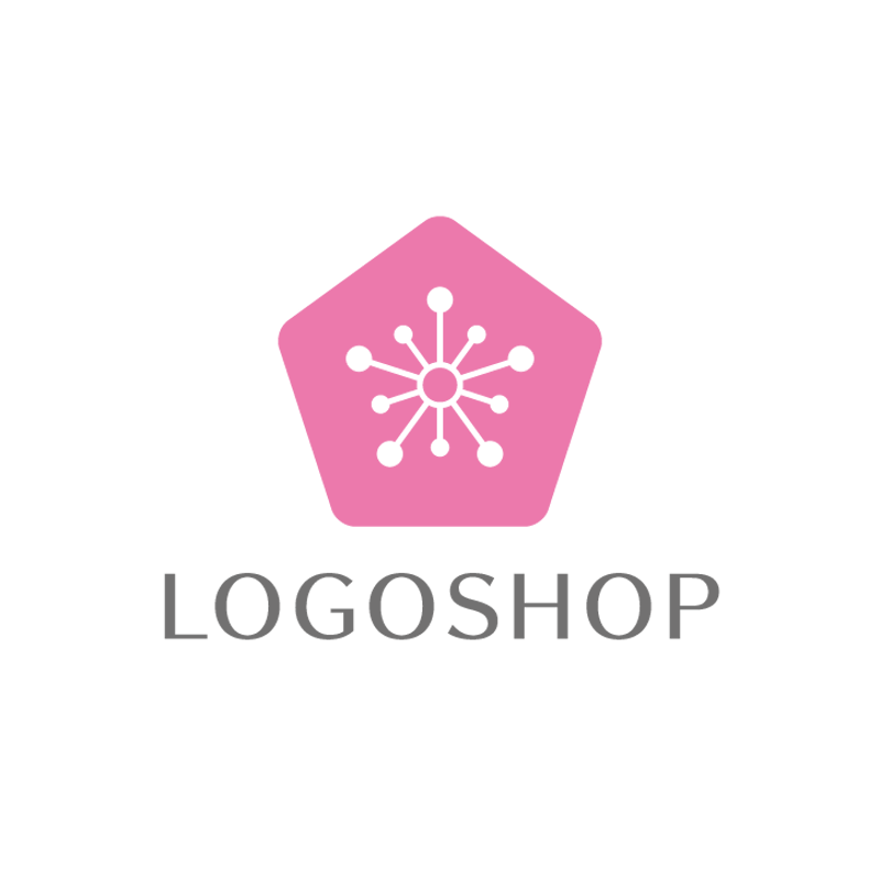 五角形とギアをモチーフにした信頼感あるロゴデザインロゴ販売はロゴストレージ