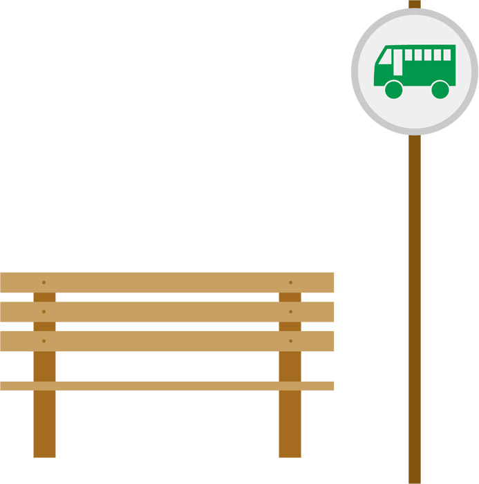 フリー素材 バス停の背景イラスト
