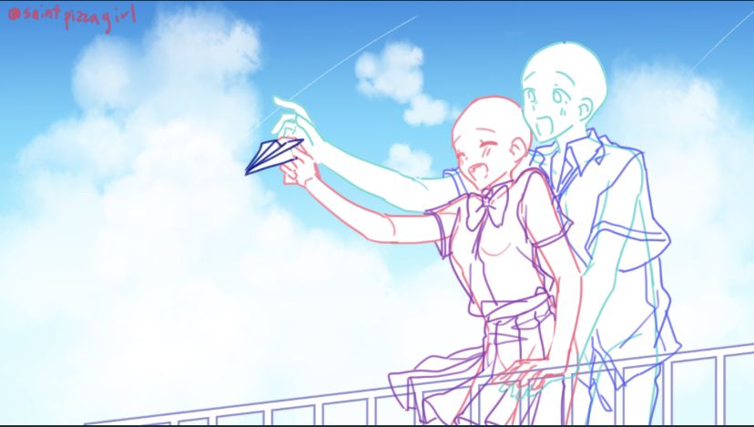 フリー素材ポーズ2人組 イラストTikTok