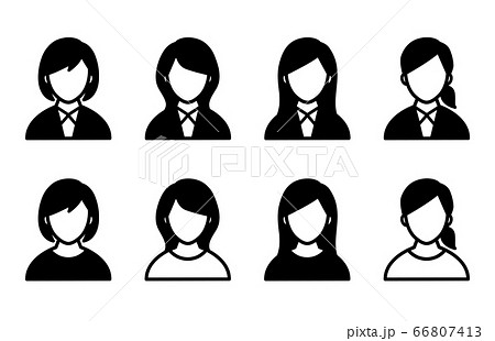 フリー素材 じっと見つめる女の子アイコン