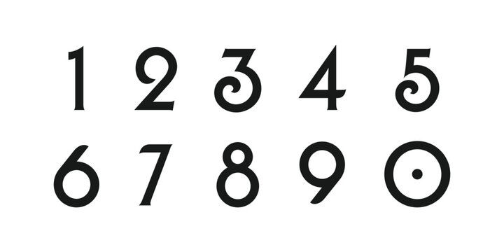 おしゃれ で かっこいい ♪数字 のシンプル スタンプ白黒 イラスト