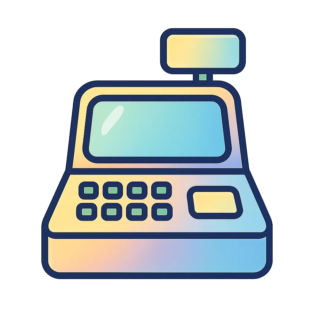 レジ・キャッシュレジスターのシルエット03無料のAi・PNG白黒シルエットイラスト