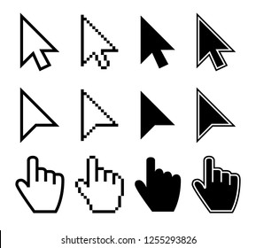 マウス クリック ポインター アイコン セットとコンピューター マウス フラット デザイン イラストPremiumベクトル素材