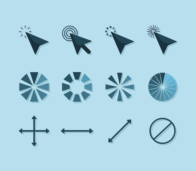 ピクセルマウスカーソルポインタ、矢印、待機無料ベクトル素材