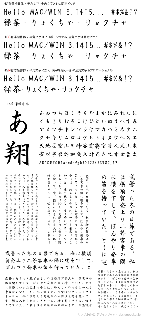 HG楷書体HGP～ HGS～ 同梱和文・欧文・デザイン書体のダウンロード販売フォントファクトリ