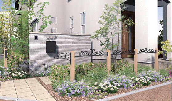 木製柵フェンス 天然木 編み込み 柵があるだけで境界になり、あたたかい雰囲気にもなる楓林庭 -楓林庭多治見・土岐・瑞浪・可児のエクステリア外構工事