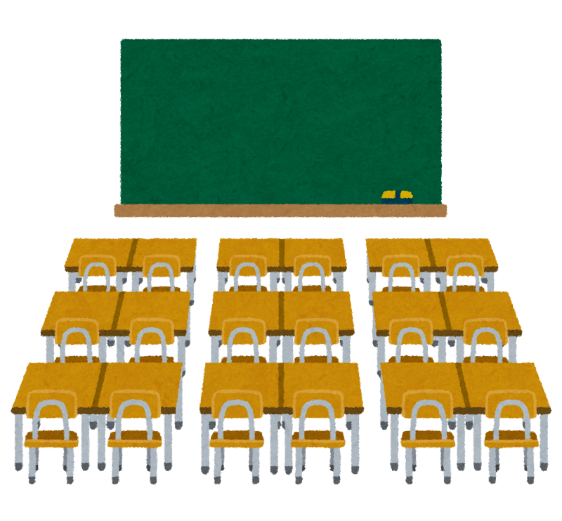 フリー素材教室の後ろの方 4枚背景イラストみんちりえ