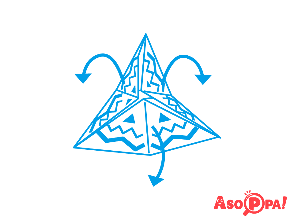 無料型紙ダウンロード 六角返しの作り方 遊び方 工作 伝承遊び テンプレート教材いちごドリル