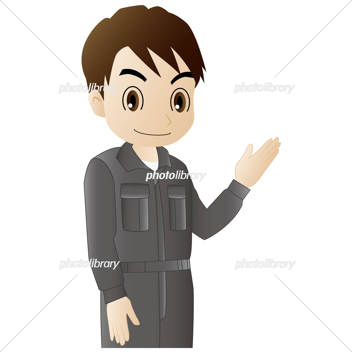 笑顔で指名するつなぎ作業服の男性のイラスト素材262505248 毎月1点無料 フリー のストックフォト イメージマート