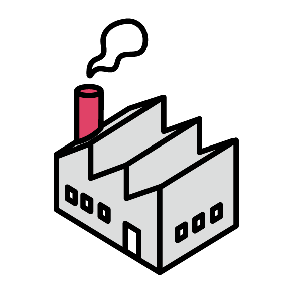 建物 工場：イラスト無料