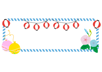 水面を泳ぐ2匹の金魚フレーム枠イラスト - 無料イラスト・フリー素材屋きんぎょ